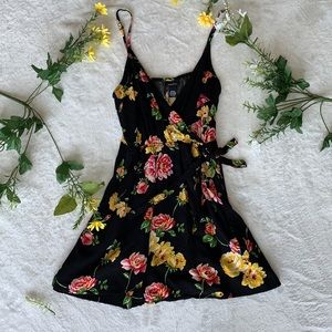 Black floral mini dress